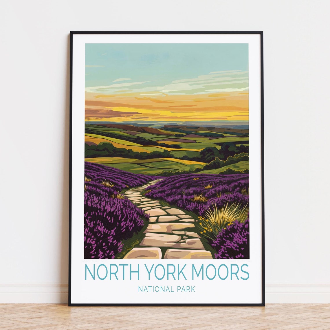 North York Moors England Heather Hills National Park Travel Poster
