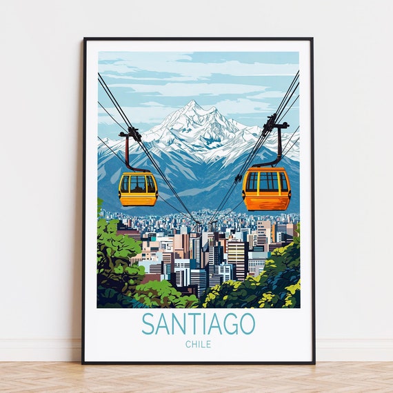 Santiago Travel Poster Chile Wall Art Print Custom Home Decor Birthday Present Wedding Gifts
