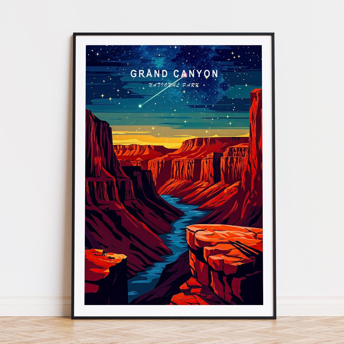 Grand Canyon National Park Starry Night Sky Over Canyon Poster