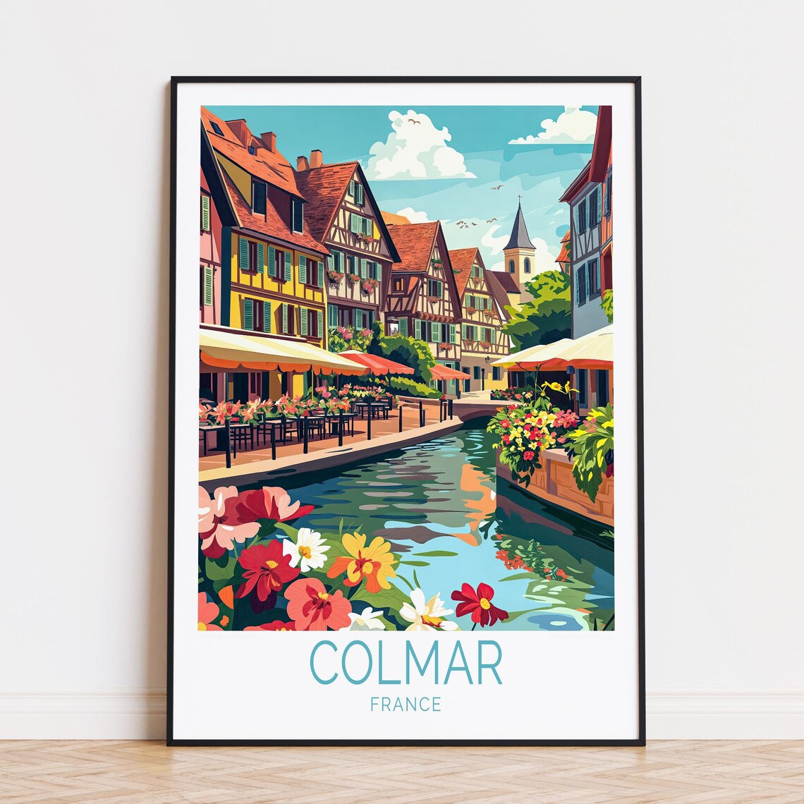 Colmar France Canal Half-Timbered Houses Flower Market Poster