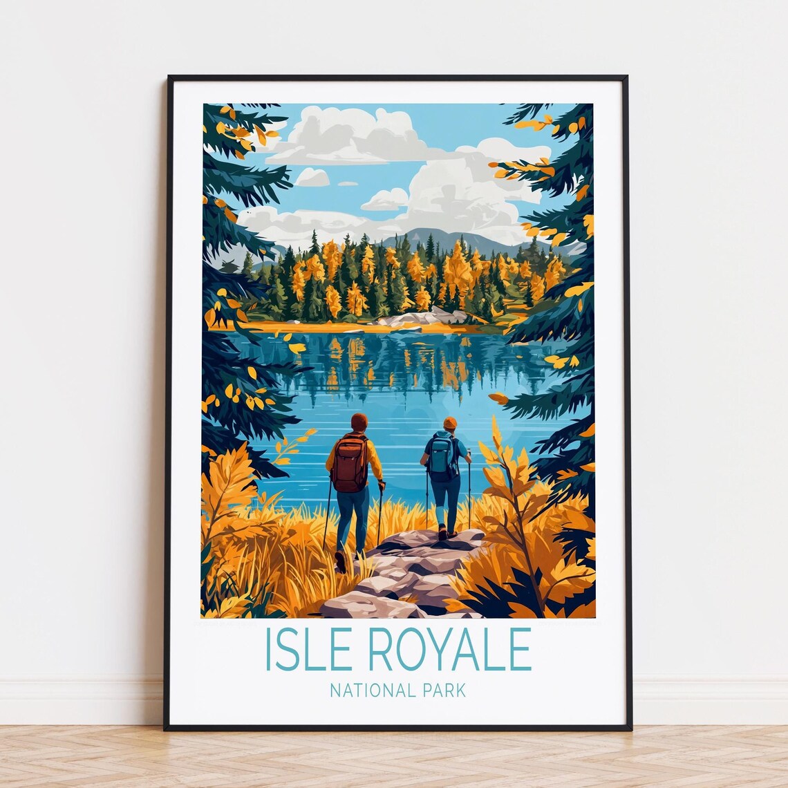 Isle Royale National Park Golden Autumn Hiking Lake Travel Poster