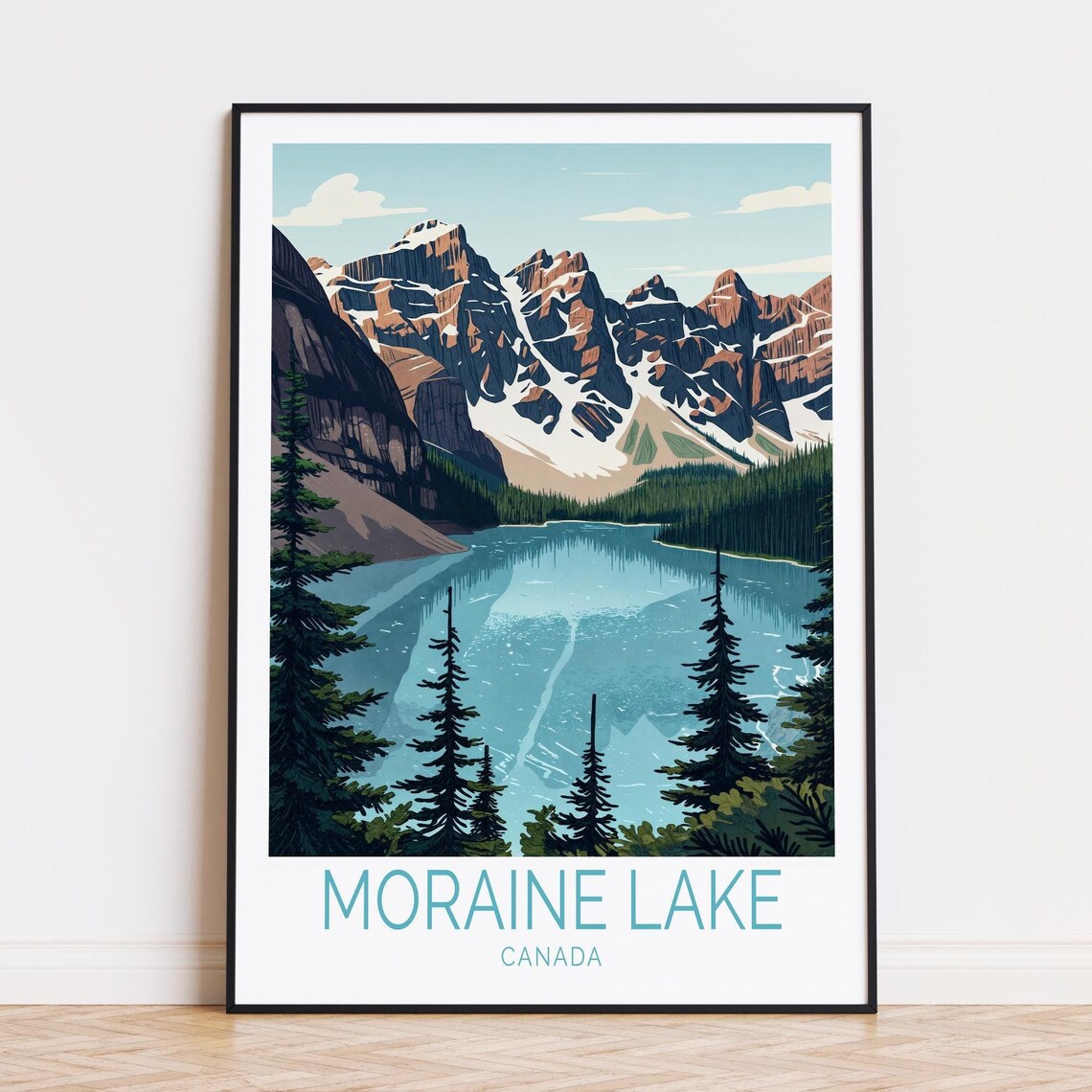 Moraine Lake Canada Turquoise Lake And Rocky Peak Reflections Poster