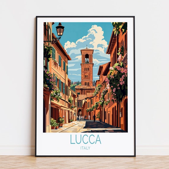 Lucca Italy Travel Poster, Tuscany Art Print