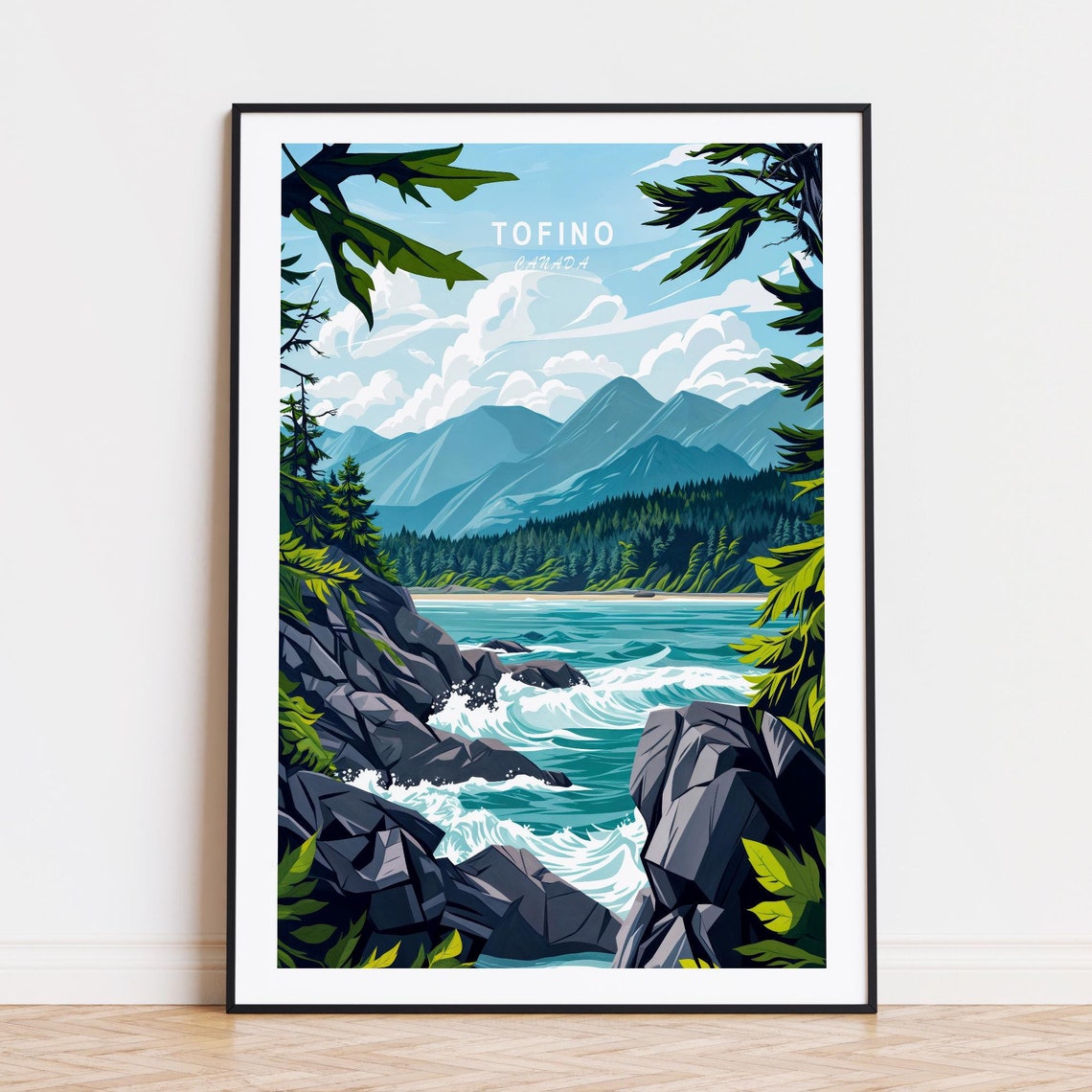 Tofino Canada Rugged Pacific Coast Rocky Shores And Peaks Poster