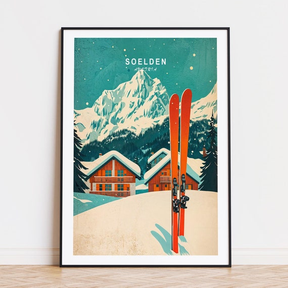 Soelden Travel Poster Austria Wall Art Ski Area Print Birthday Gifts Custom Home Decor Minimalist