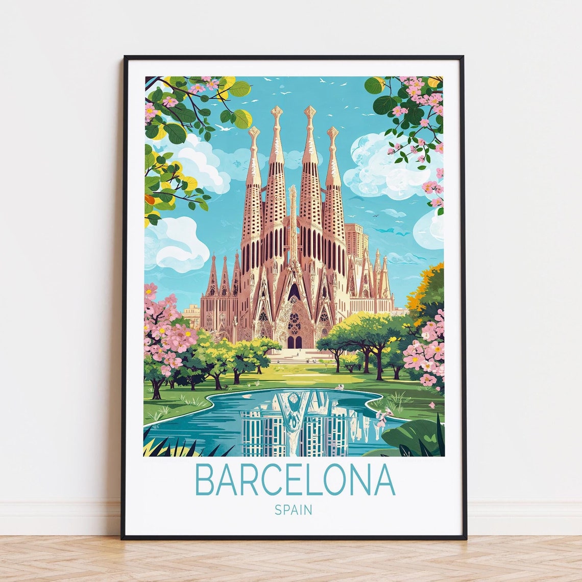 Barcelona Spain Travel Poster Spain Wall Art Barcelona Print Custom Travel Poster Birthday Gifts Travel Home Decor