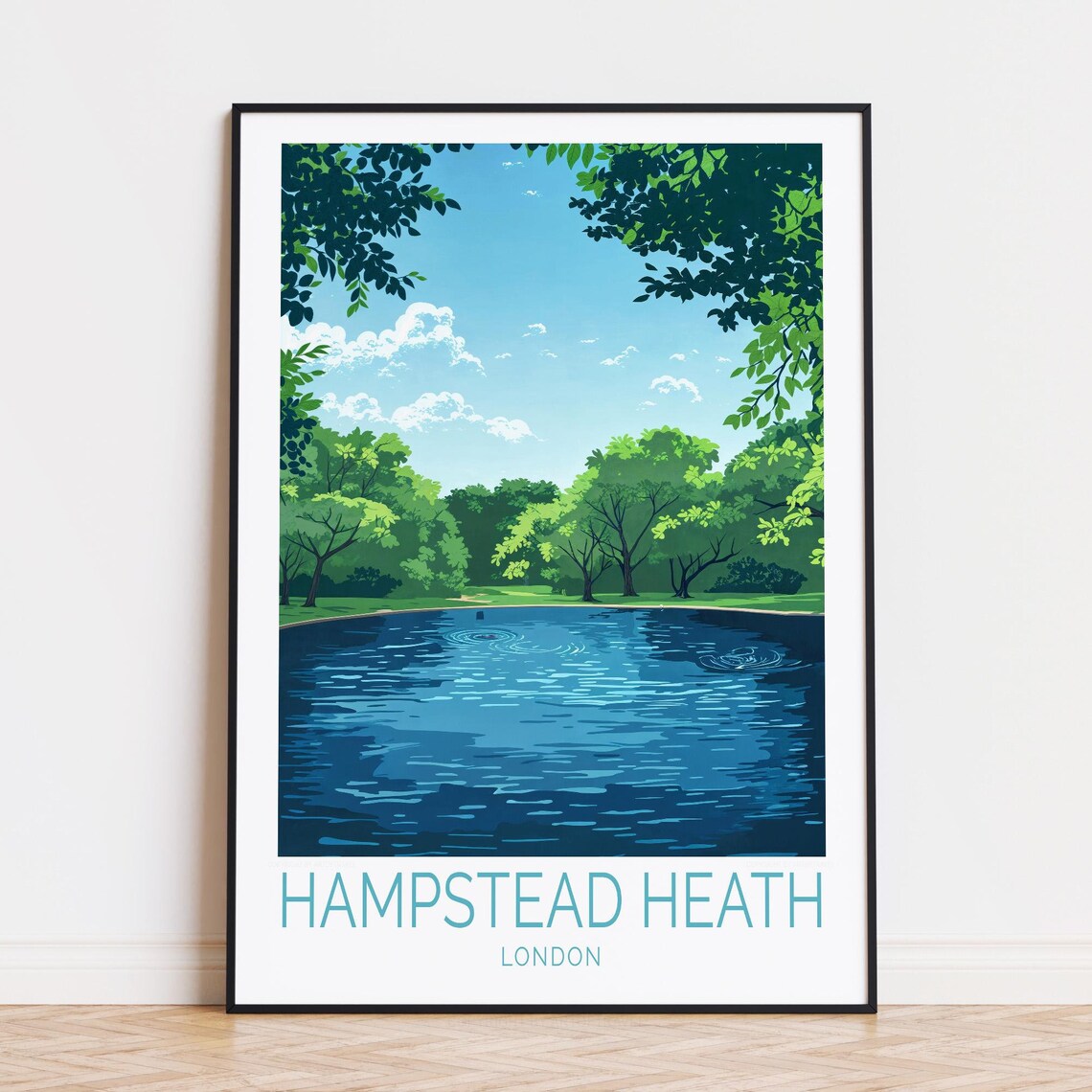 Hampstead Heath London Tree Canopy Calm Water Woodland Travel Poster