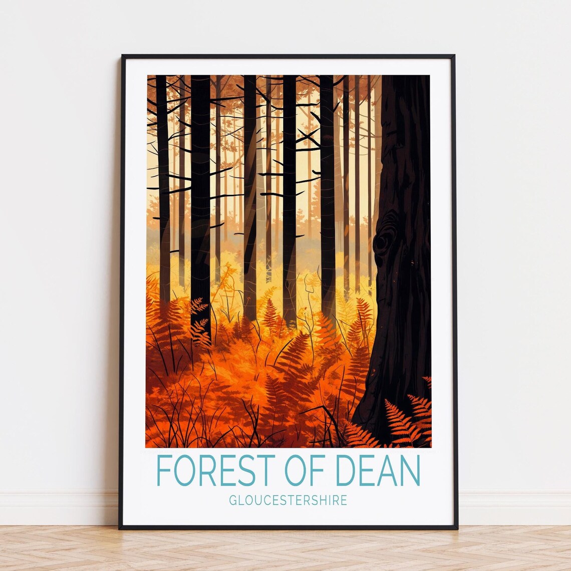 Forest of Dean Gloucestershire Autumn Ferns Golden Woodland Poster