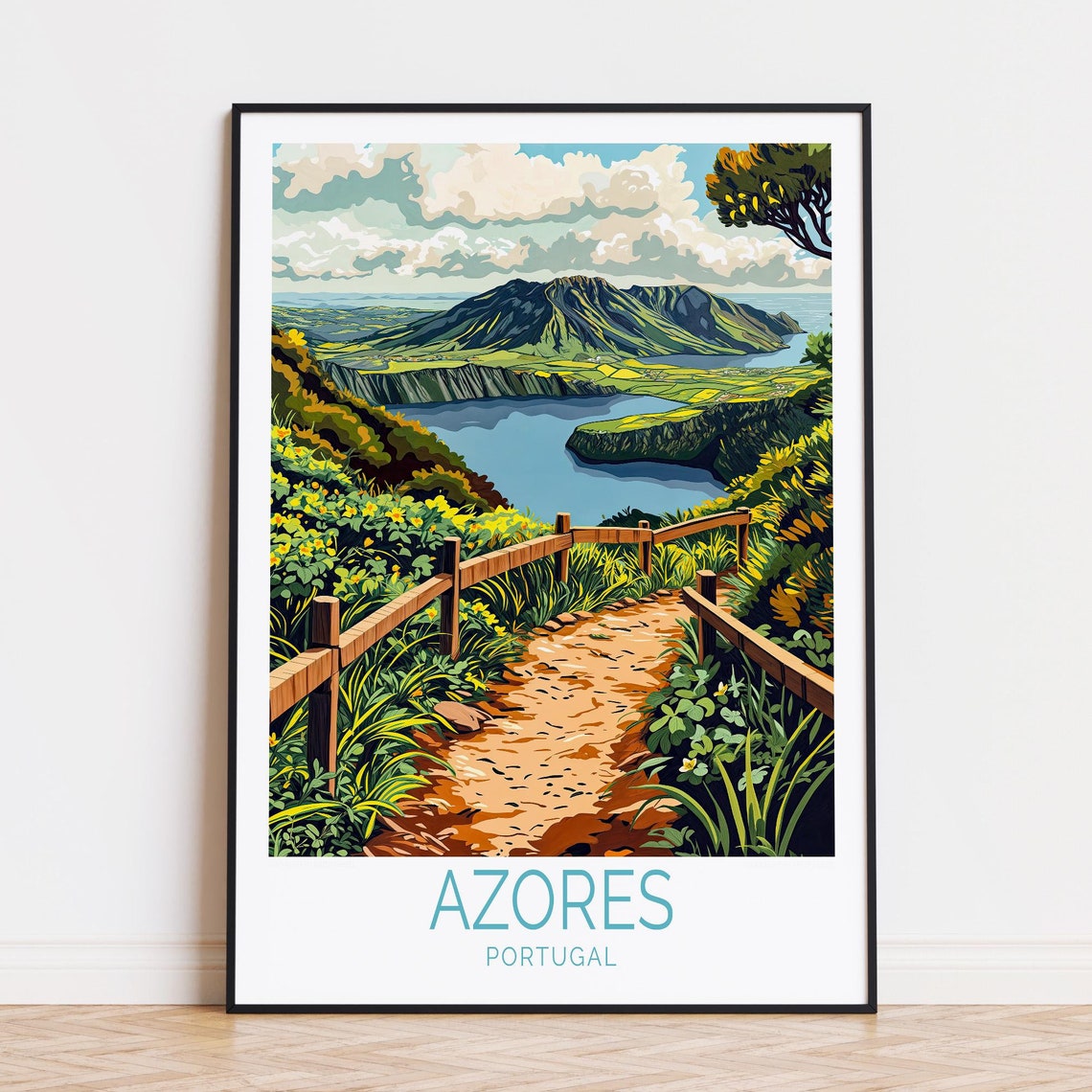 Azores Portugal Travel Poster, Home Decor