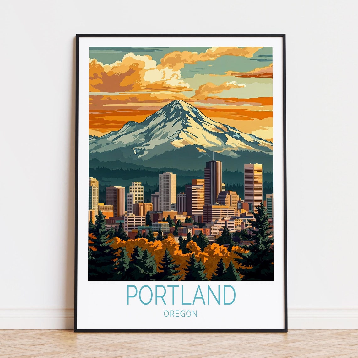 Portland Oregon Travel Poster Oregon Wall Art Portland Oregon Print Wedding Gifts Travel Home Decor Birthday Present