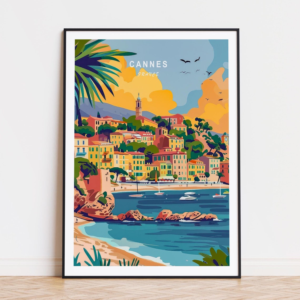 Cannes France Travel Poster Cannes Wall Art France Custom Travel Poster Birthday Gifts Travel Home Decor Wedding Present