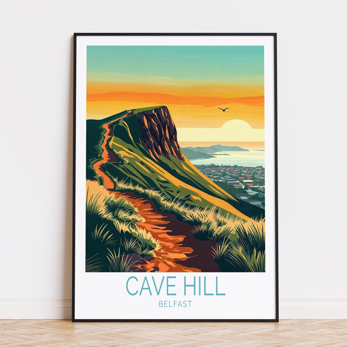 Cave Hill Travel Poster, Belfast Mountain View
