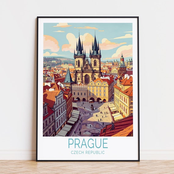 Prague Travel Poster, Czech Republic City Wall Art