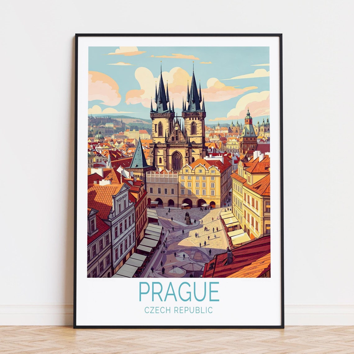 Prague Travel Poster, Czech Republic City Wall Art