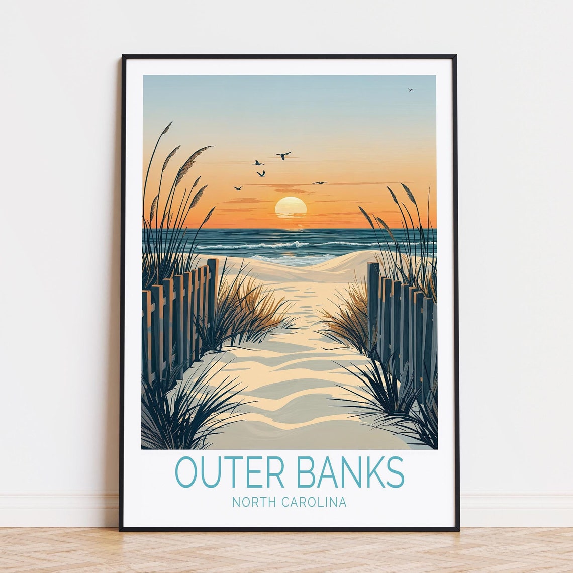 Outer Banks North Carolina Beach Dunes Sunrise Path Ocean Poster