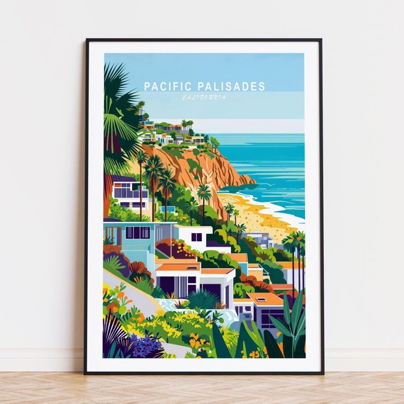 Pacific Palisades Travel Poster, Minimalist Cityscape