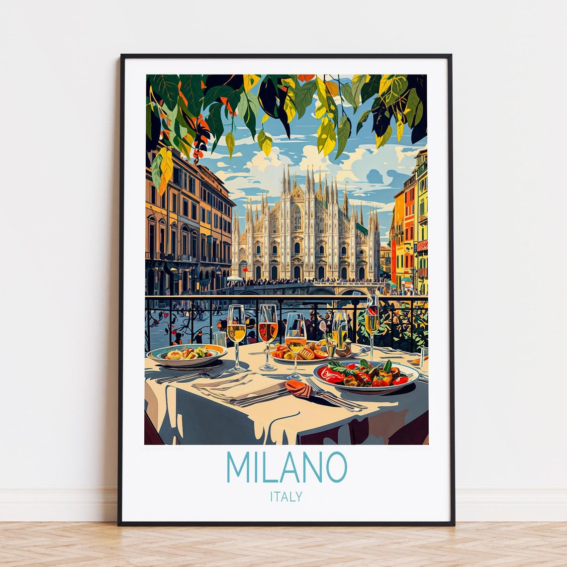 Milano Italy Travel Poster, Personalised Birthday Present