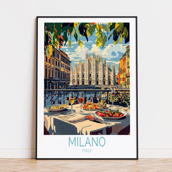 Milano Italy Travel Poster, Personalised Birthday Present