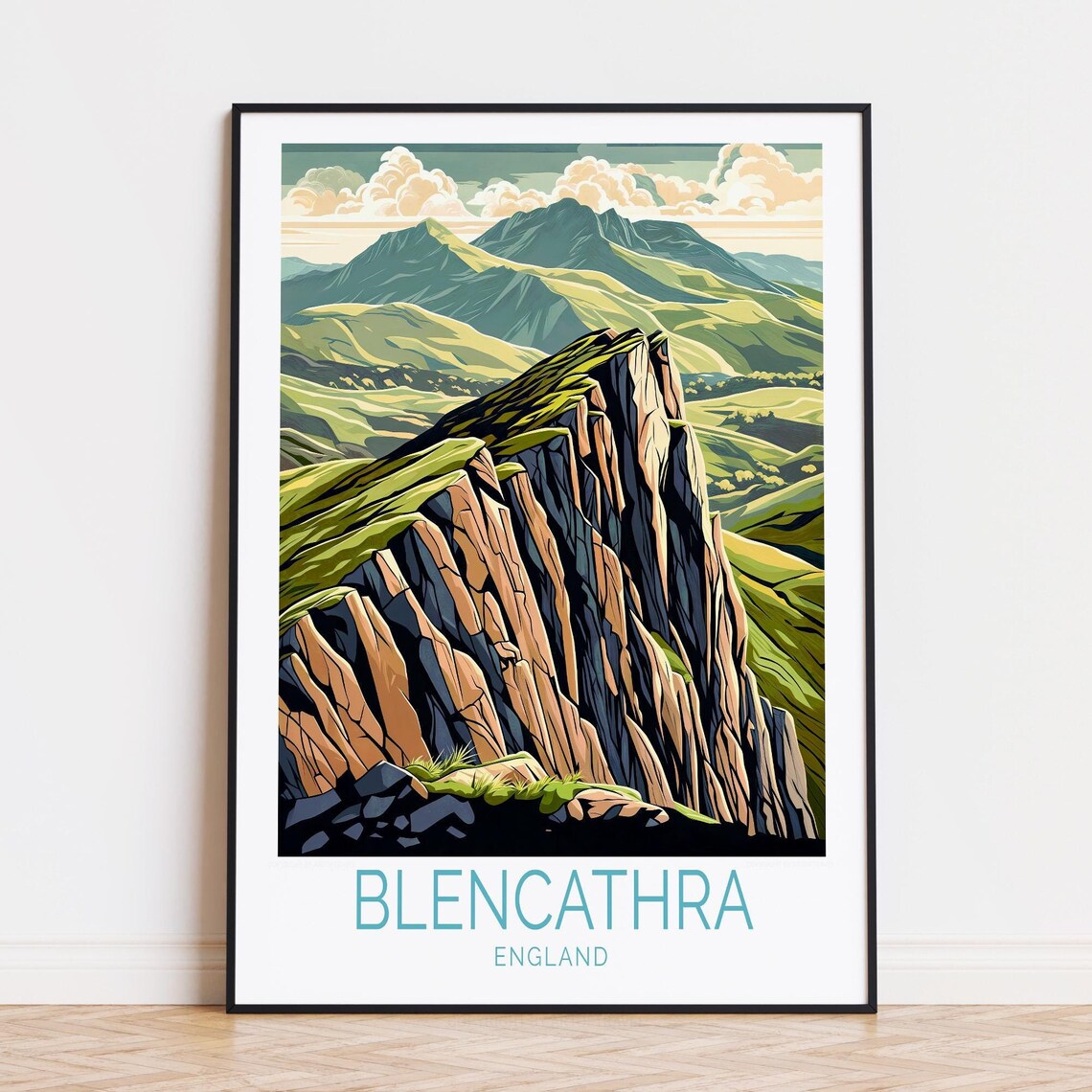 Blencathra England Mountain Ridge Lake District Hiking Travel Poster