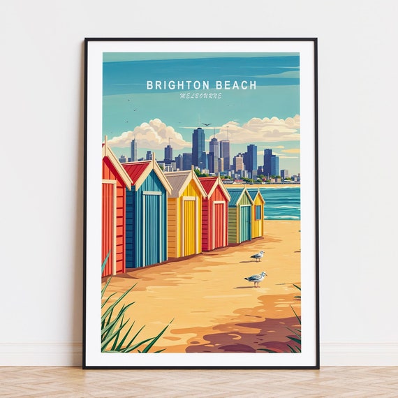 Beach Travel Poster Melbourne Wall Art Australia Print Home Decor Birthday Gifts Wedding Present