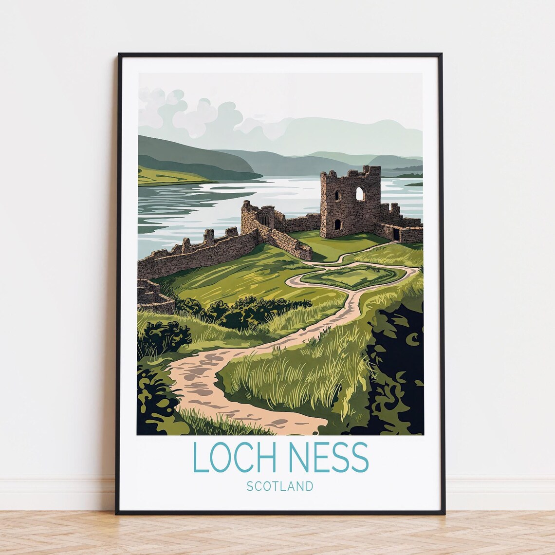 Loch Ness Scotland Urquhart Castle Ruins Lakeside Path Poster