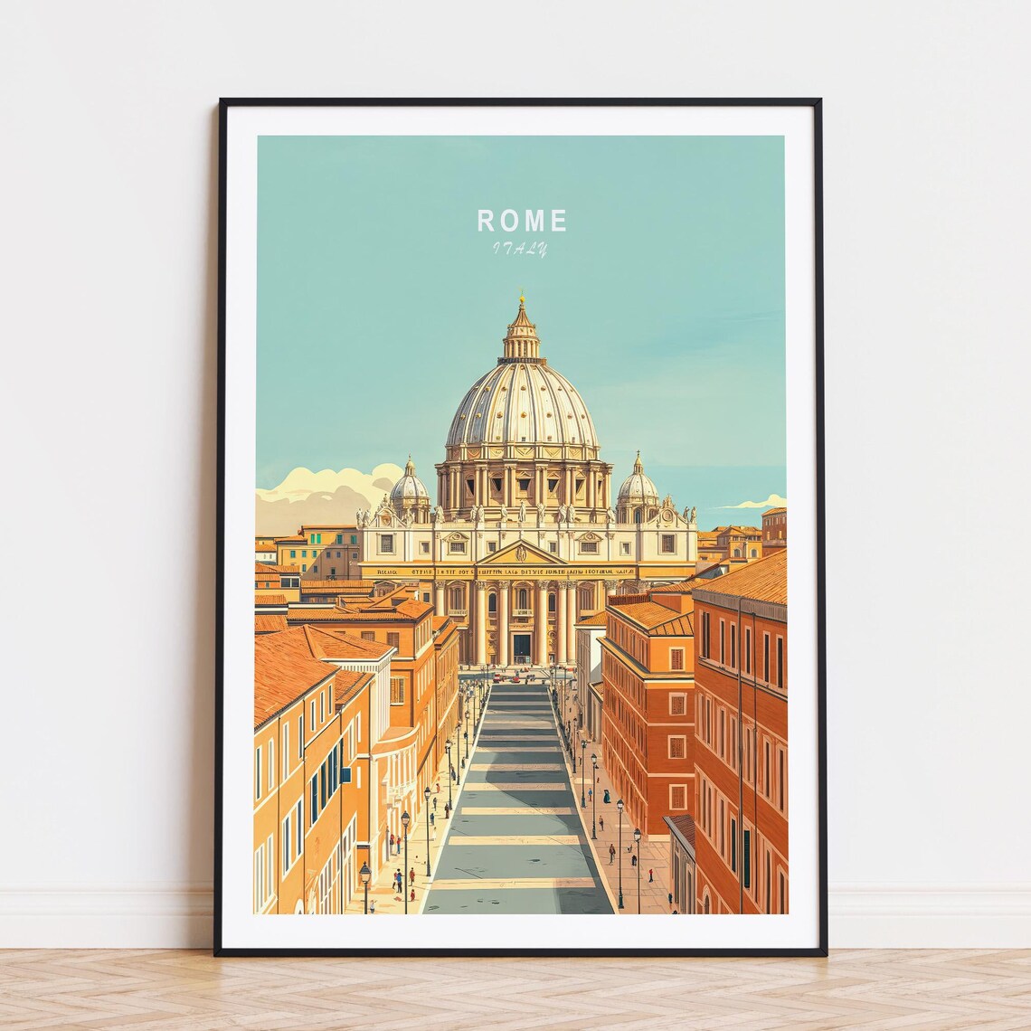 Rome Italy Saint Peters Basilica Dome Grand Avenue Viewpoint Poster