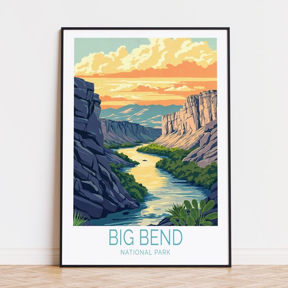 Big Bend National Park River Canyon Sunset Glow Travel Poster