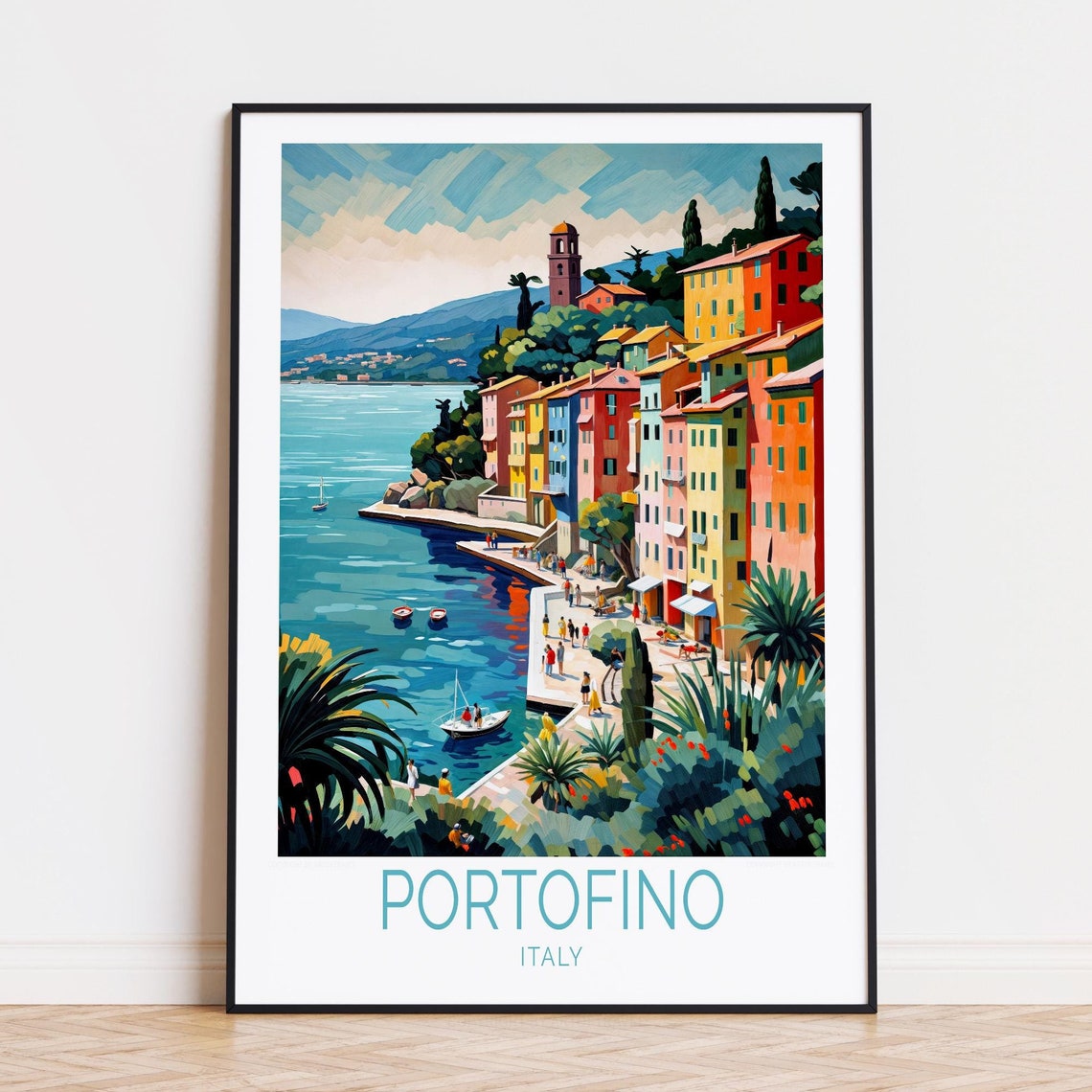 Portofino Italy Travel Poster, Home Decor Art Print
