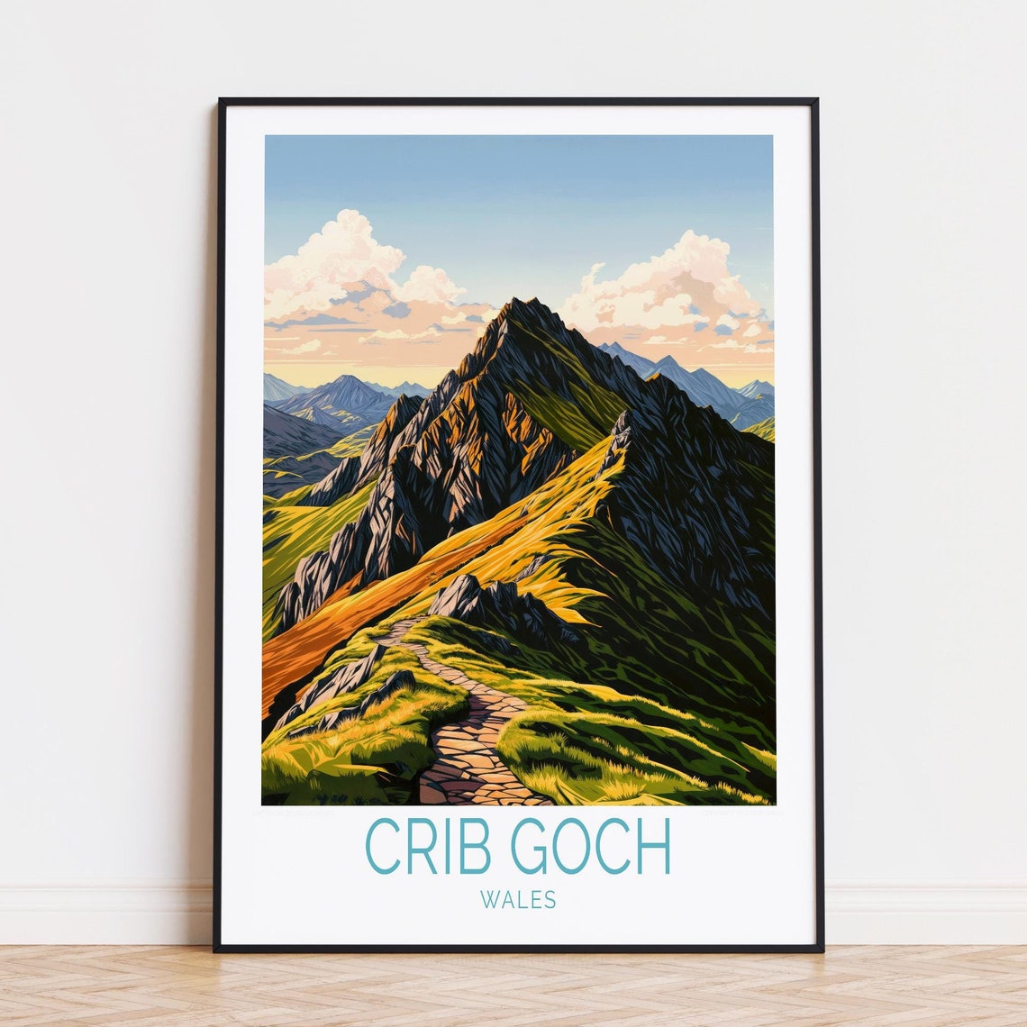 Crib Goch Wales Knife Edge Ridge Dramatic Hiking Trail Poster