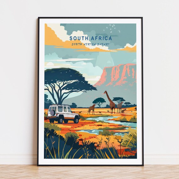 South Africa Travel Poster Africa Wall Art South Africa Safari Poster Personalised Travel Poster Birthday Gifts Wedding Present