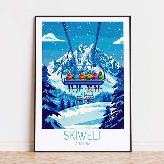 Skiwelt Travel Poster Austria Wall Art Ski Area Print Home Decor Birthday Gifts Personalised