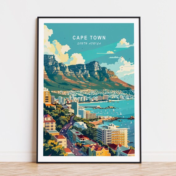 Cape Town Africa Travel Poster South Africa Cape Town Wall Art Wedding Gifts Birthday Present Custom Travel Poster