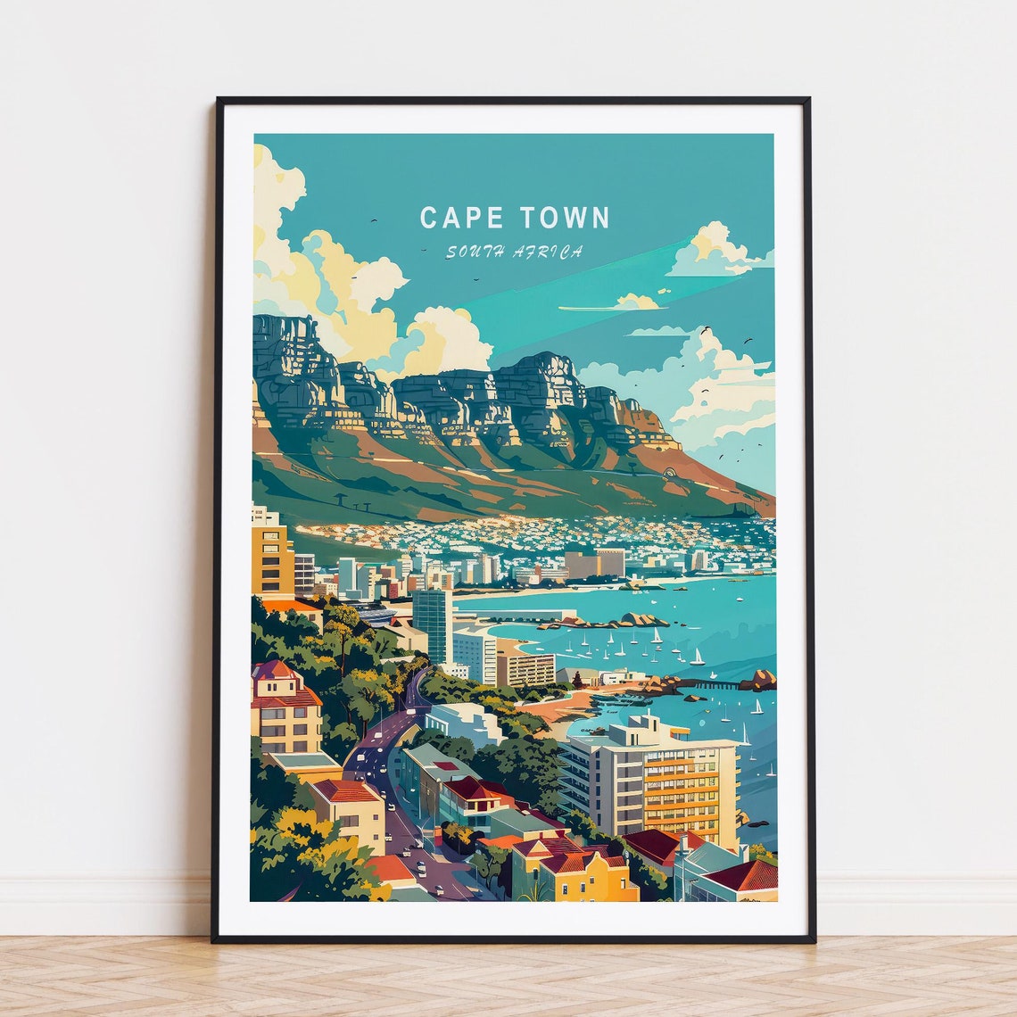 Cape Town Africa Travel Poster South Africa Cape Town Wall Art Wedding Gifts Birthday Present Custom Travel Poster