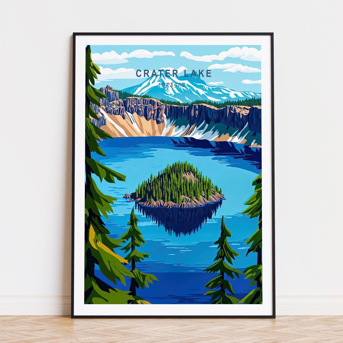 Crater Lake National Park Travel Poster Crater Lake National Park Print Oregon Wall Art Home Decor Birthday Gifts