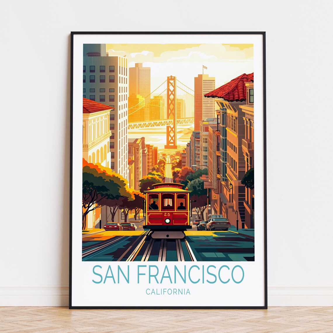 San Francisco Cable Car 25 Sunset Street Scene Bay View Poster
