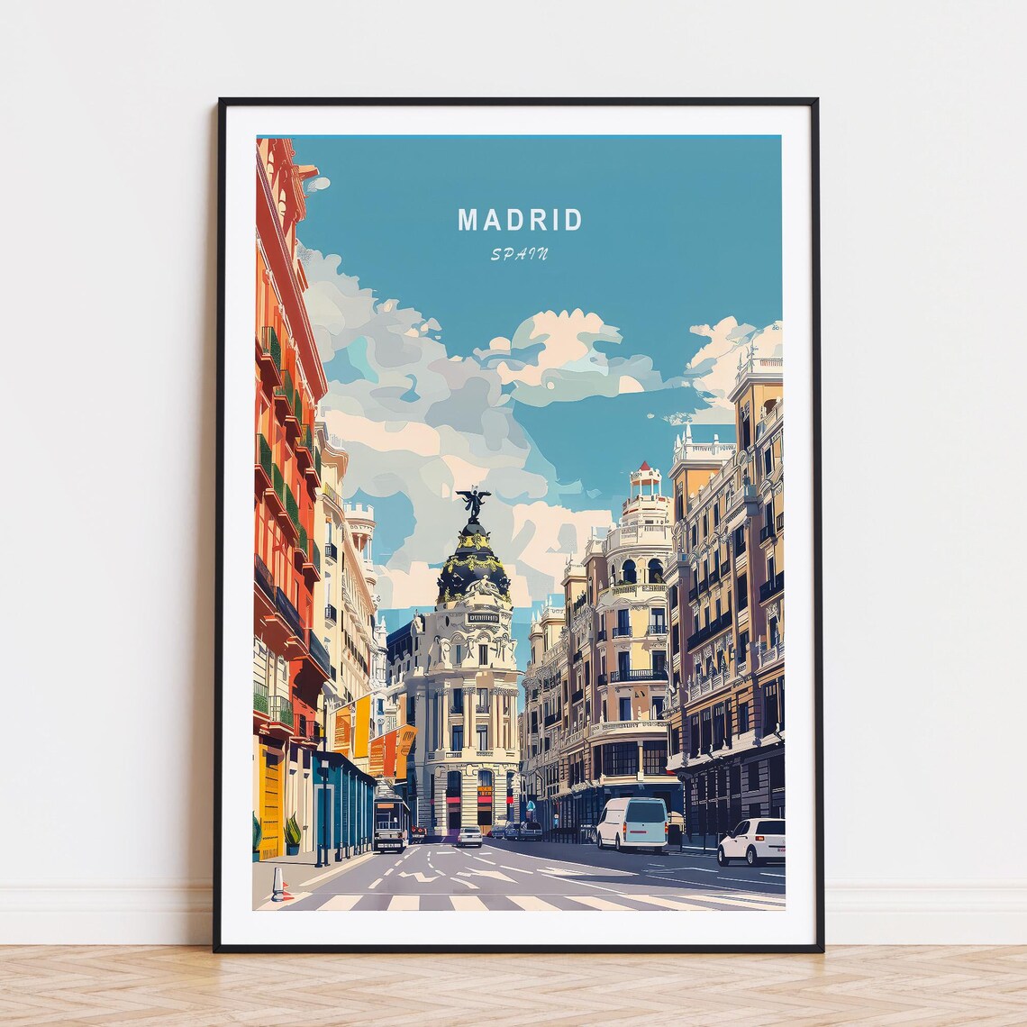 Madrid Spain Gran Via Metropolis Building Downtown City Poster