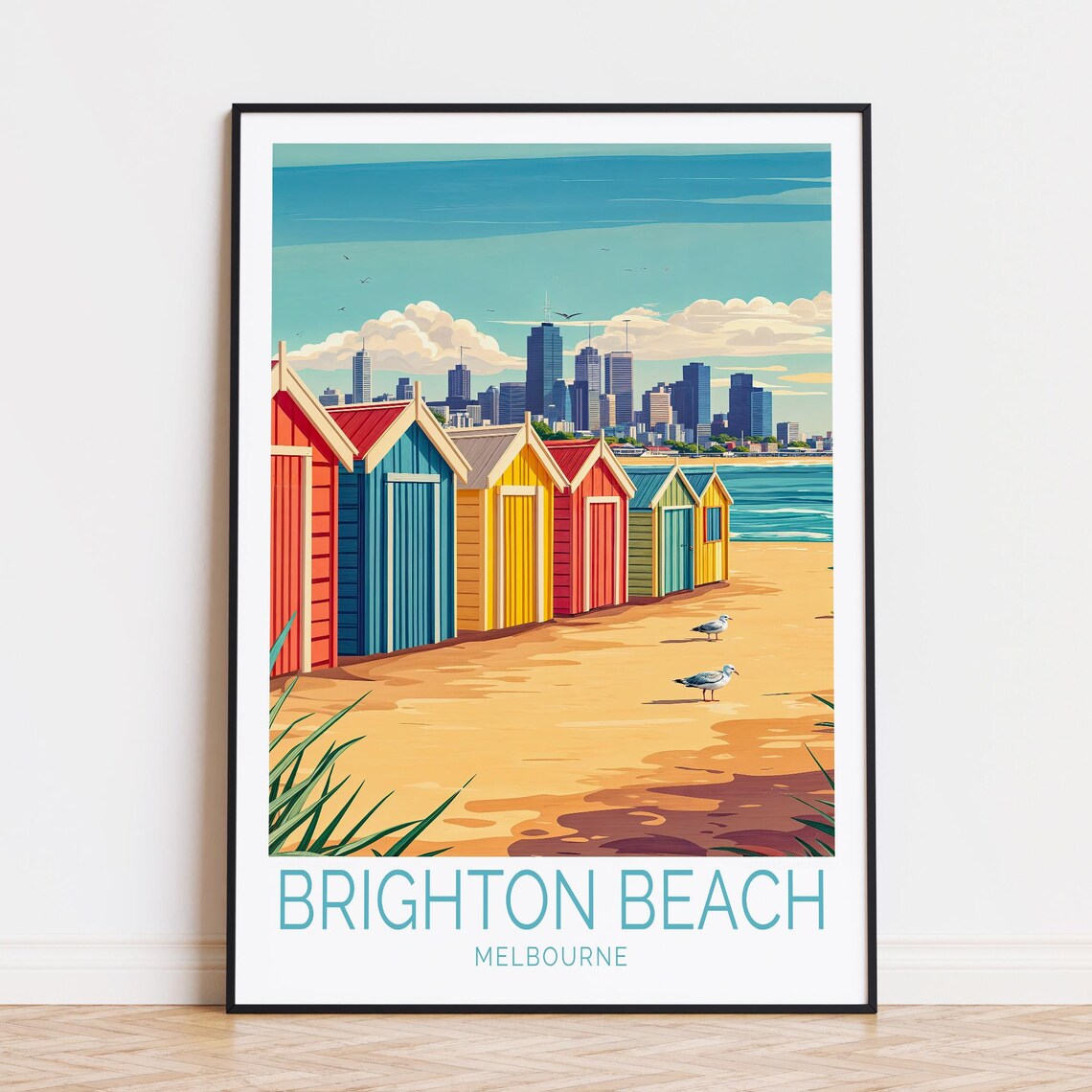 Brighton Beach Melbourne Colorful Bathing Boxes Travel Poster