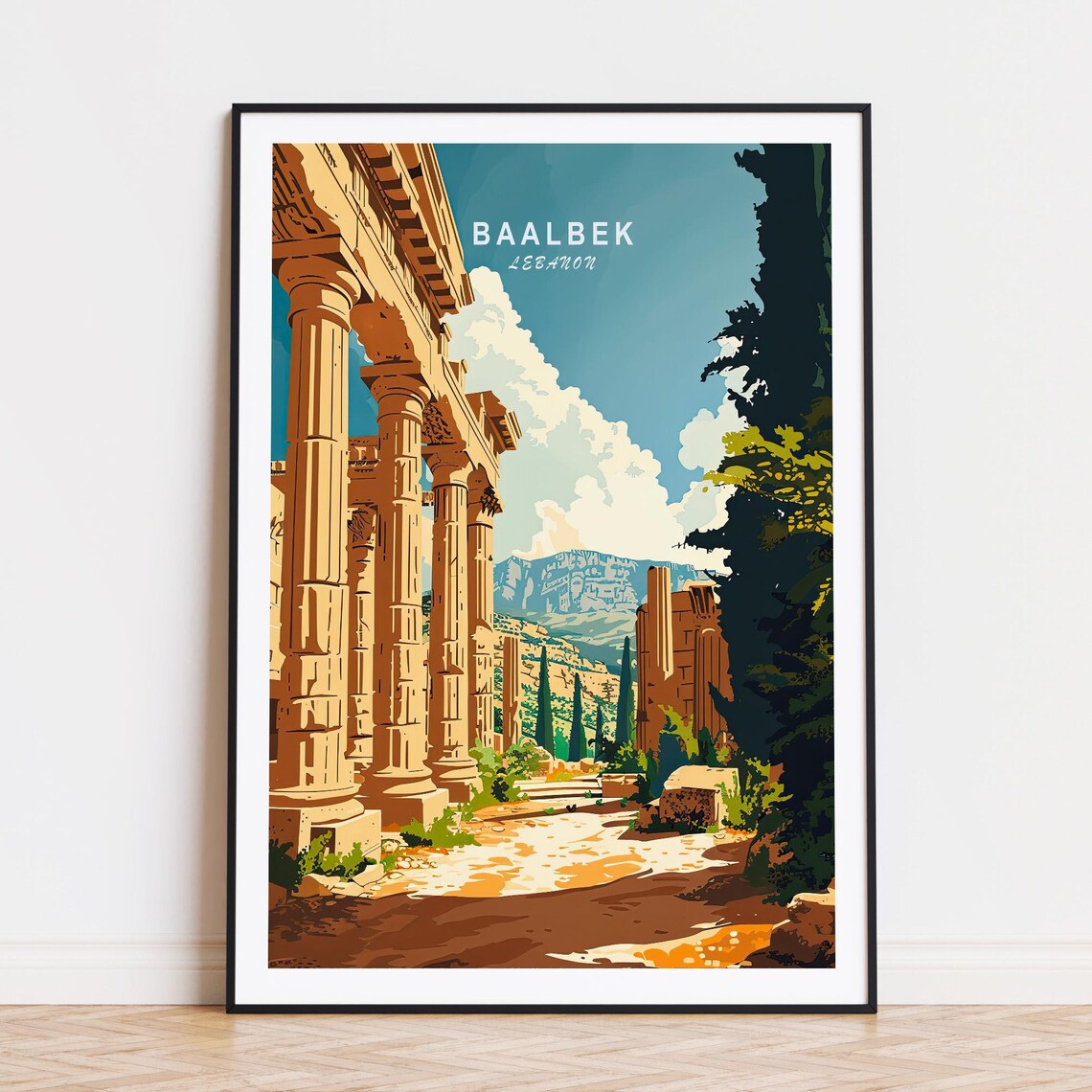 Baalbek Lebanon Travel Poster Lebanon Wall Art Baalbek Lebanon Vintage Print Home Decor Birthday Gifts Wedding Present