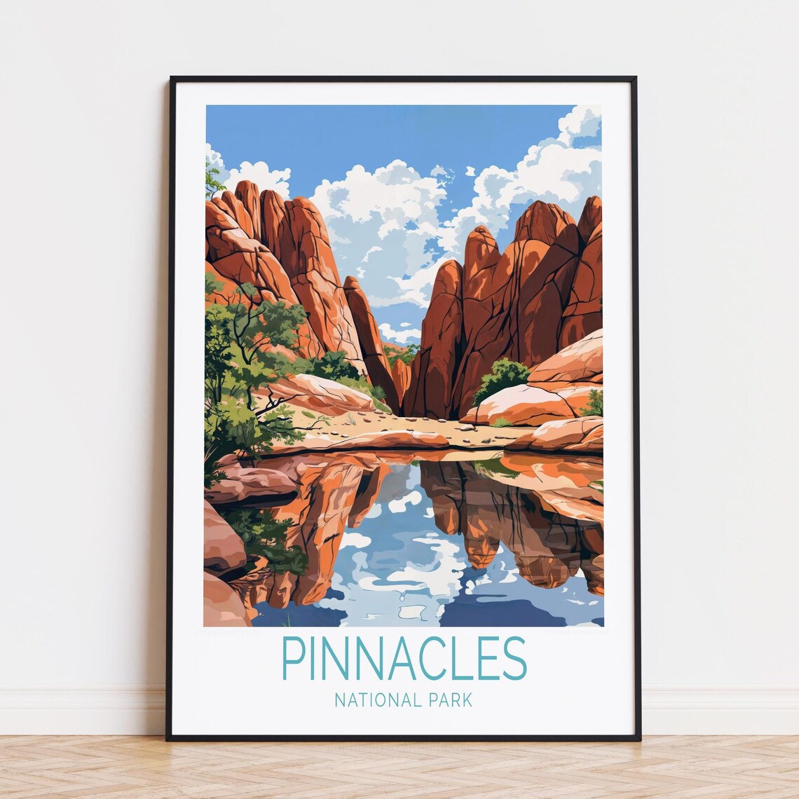 Pinnacles National Park Red Rock Canyon Reflection Travel Poster