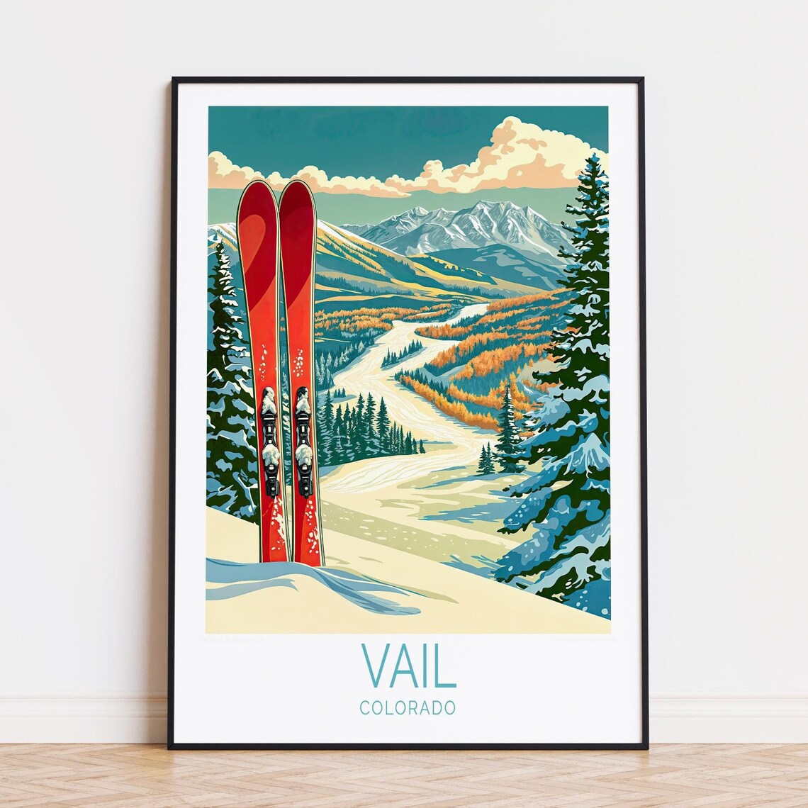 Vail Colorado Travel Poster, Ski Resort Wall Art