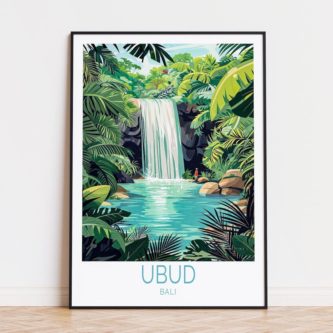 Ubud Bali Indonesia Jungle Waterfall Tropical Pool View Poster