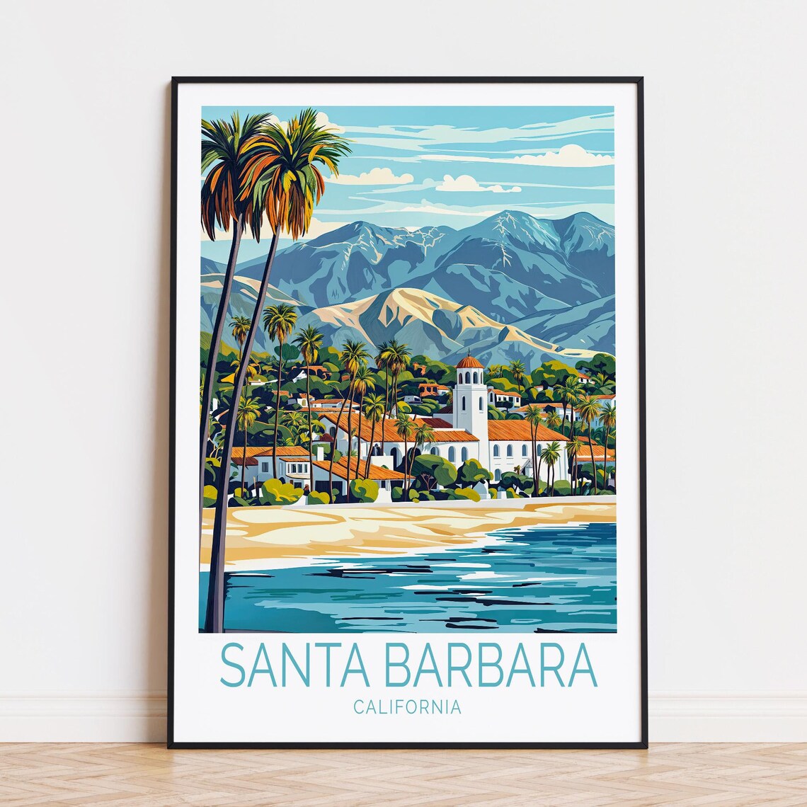 Santa Barbara Travel Poster, Coastal Wall Art Print