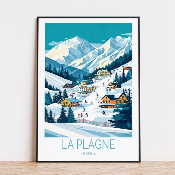 La Plagne France Travel Poster Wall Art Ski Resort Print Home Decor Birthday Present Custom