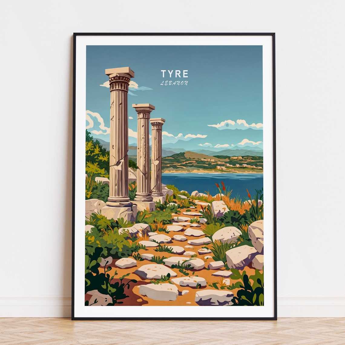 Tyre Lebanon Ancient Roman Columns by the Coastal Ruins Poster