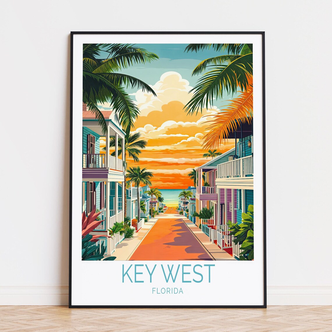 Key West Florida Travel Poster, Personalized Art Print