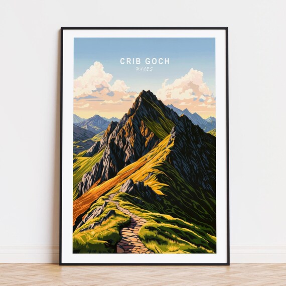 Crib Goch Wales Rugged Mountain Peak Hiking Adventure Travel Poster