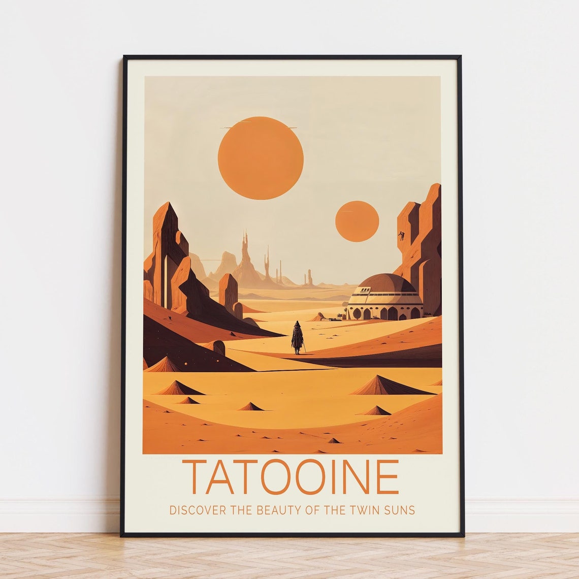 Star Wars Tatooine Twin Suns Desert Planet Sunset Wanderer Poster