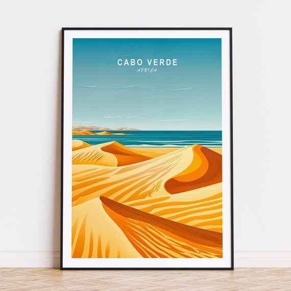 Cabo Verde Africa Golden Sand Dunes Turquoise Sea View Poster