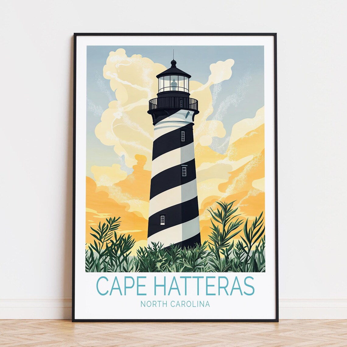 Cape Hatteras Travel Poster, North Carolina Lighthouse