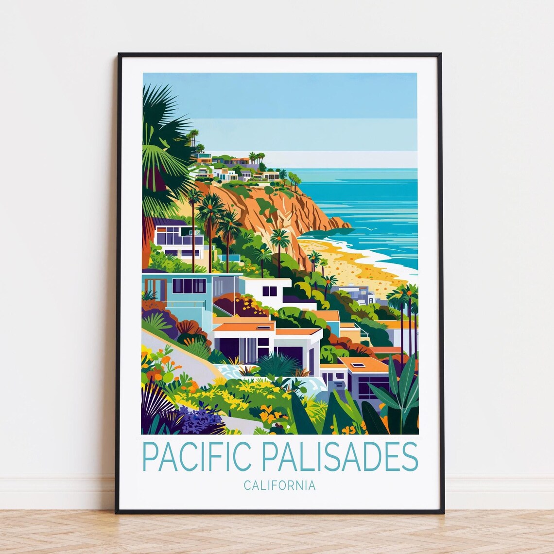 Pacific Palisades California Coastal Cliffs Beach Homes Poster
